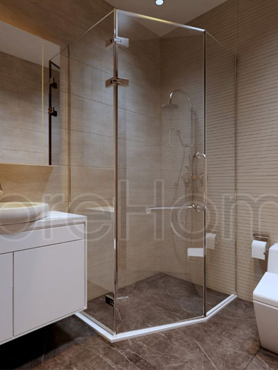  Vách tắm kính vắt góc 135 độ sang trọng - Hà Nội