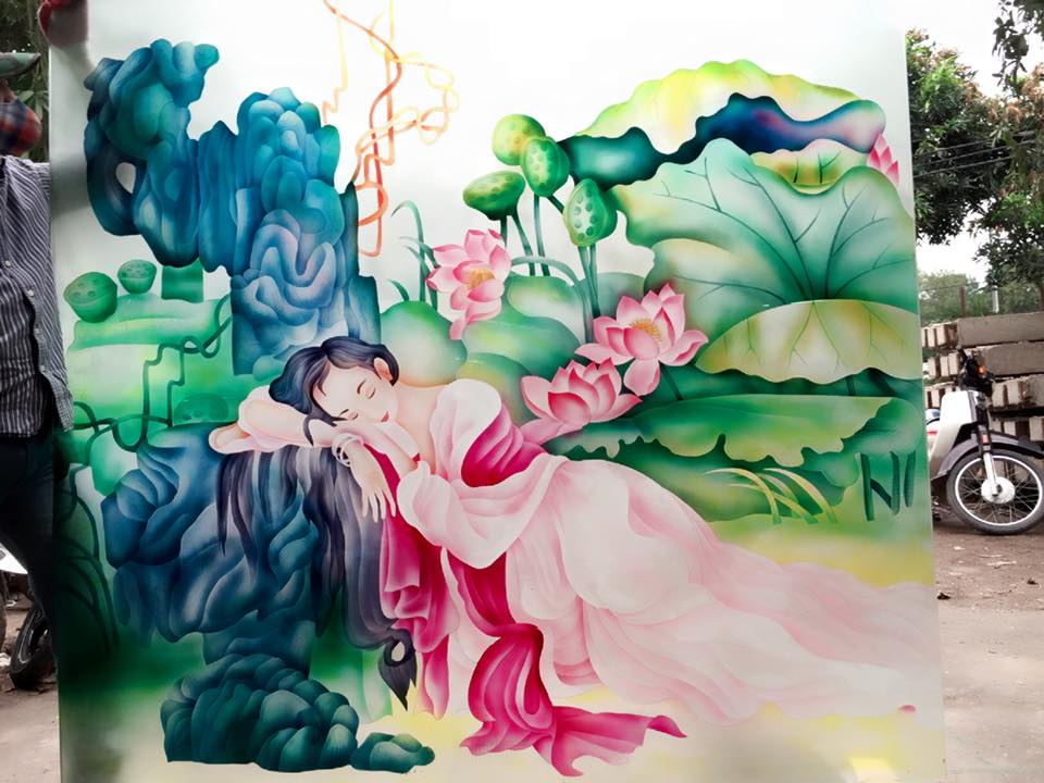 Tranh kính hoa sen Tranh kính hoa sen