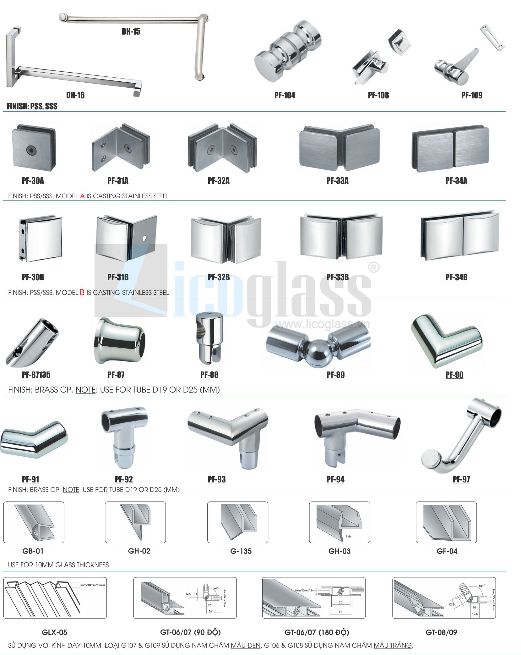 Phụ kiện vách tắm kính mờ cửa lùa 1 cánh